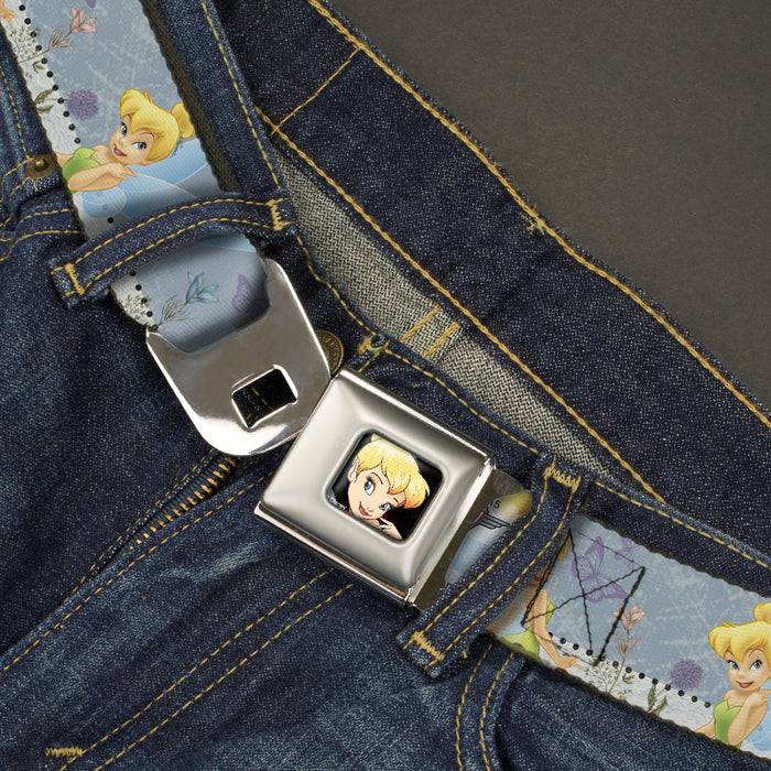 Tinker Bell CLOSE-UP Full Color Seatbelt Belt - Tinker Bell Garden Poses Webbing Seatbelt Belts Disney   
