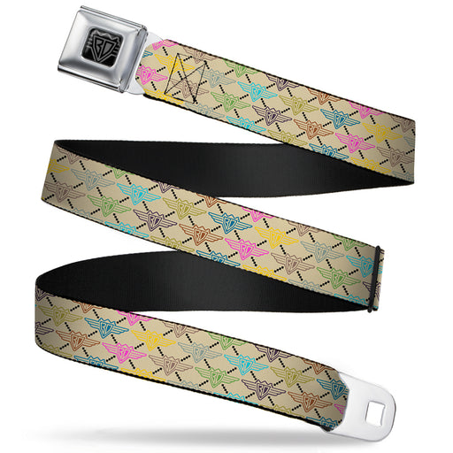 BD Wings Logo CLOSE-UP Full Color Black Silver Seatbelt Belt - BD Monogram Tan/Multi Neon Webbing Seatbelt Belts Buckle-Down   