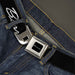 BARRACUDA Script Logo Full Color Black White Seatbelt Belt - BARRACUDA Script Logo Black/Silver Webbing Seatbelt Belts Dodge   