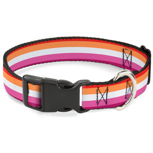 Plastic Clip Collar - Flag Lesbian Five Stripe Oranges/White/Pinks Plastic Clip Collars Buckle-Down   