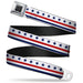 BD Wings Logo CLOSE-UP Full Color Black Silver Seatbelt Belt - Americana Stars & Stripes7 White/Blue/Red Webbing Seatbelt Belts Buckle-Down   