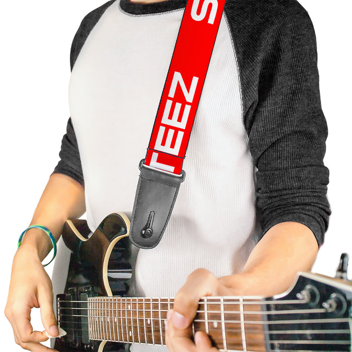 Guitar Strap - STEEZ Flat Red White Guitar Straps Buckle-Down   