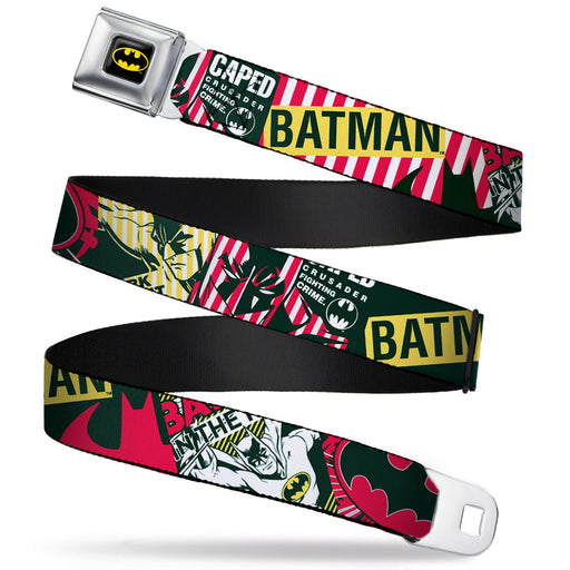 Batman Full Color Black Yellow Seatbelt Belt - Batman Caped Crusader Webbing Seatbelt Belts DC Comics   
