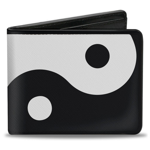Bi-Fold Wallet - Yin Yang Symbol CLOSE-UP Characters Black White Bi-Fold Wallets Buckle-Down   