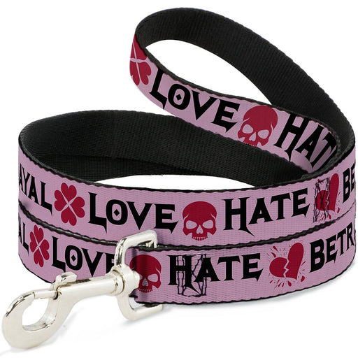Dog Leash - Love/Hate/Betrayal Pink/Black/Fuchsia Dog Leashes Buckle-Down   