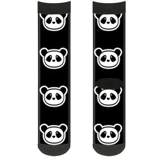 Sock Pair - Polyester - Panda Bear Cartoon2 Black White - CREW Socks Buckle-Down   