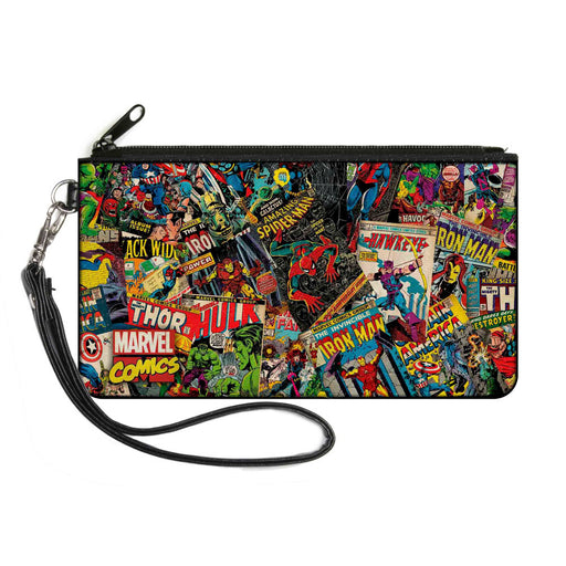 MARVEL COMICS Canvas Zipper Wallet - SMALL - Retro Marvel Comic Books Stacked2 Canvas Zipper Wallets Marvel Comics   
