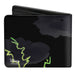 Bi-Fold Wallet - Maleficent Smiling Sketch Lightning Clouds Black Grays Greens Bi-Fold Wallets Disney   