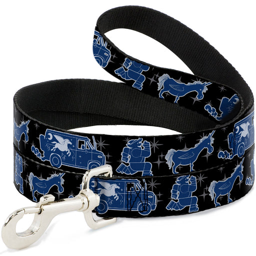 Dog Leash - Onward Barley/Unicorn/Guinevere Icons/Stars Black/Gray/Blues Dog Leashes Disney   