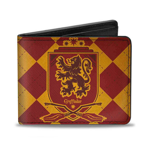 Bi-Fold Wallet - Harry Potter GRYFFINDOR Shield Brooms Argyle Gold Burgundy Reds Bi-Fold Wallets The Wizarding World of Harry Potter   