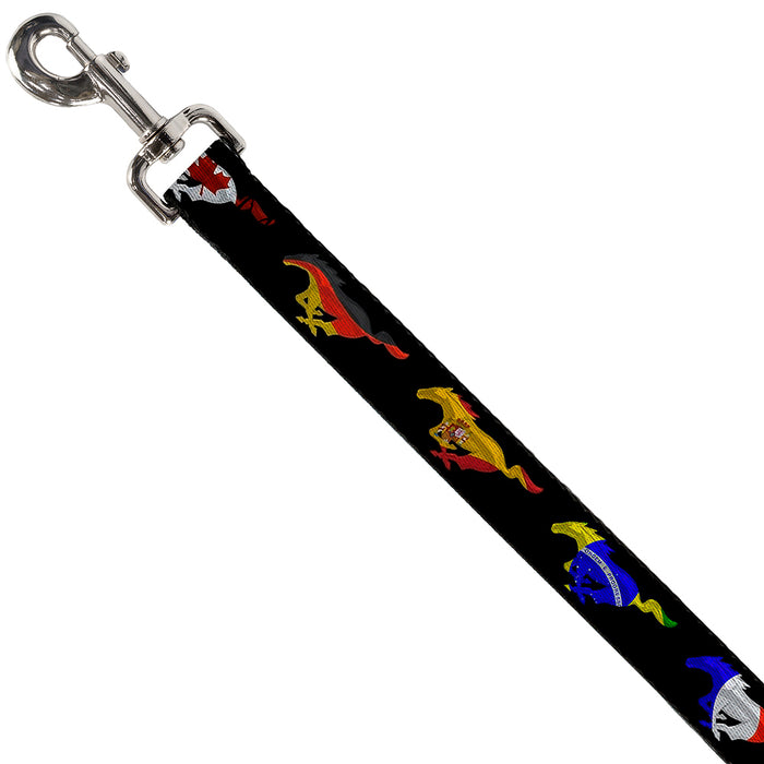 Dog Leash - Mustang Silhouette Black/International Flags Dog Leashes Ford   