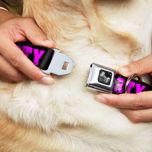 Dog Bone Seatbelt Buckle Collar - PARTY TIME! Black/Fuchsia Seatbelt Buckle Collars Buckle-Down   