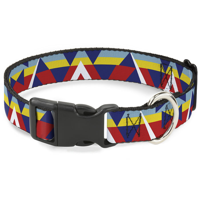 Plastic Clip Collar - Geometric Triangles/Stripe Red/White/Blues/Yellow Plastic Clip Collars Buckle-Down   