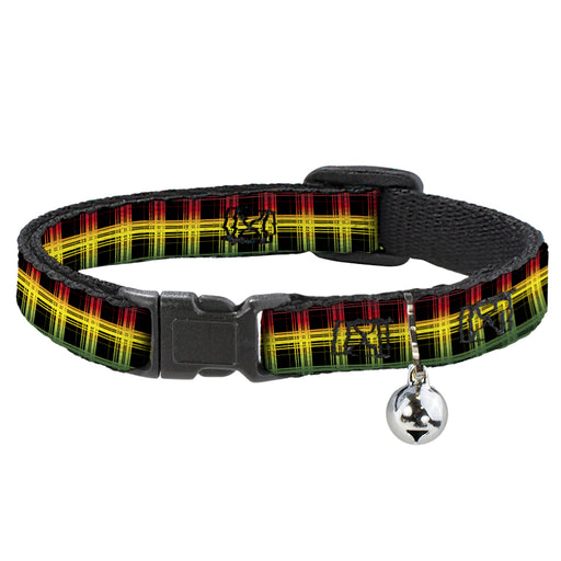 Cat Collar Breakaway - Plaid Black Rasta Breakaway Cat Collars Buckle-Down   