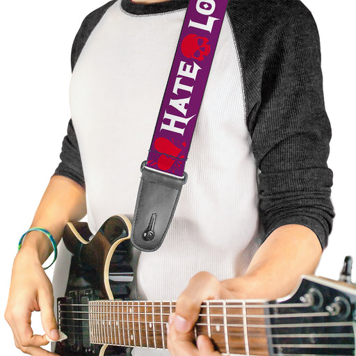 Guitar Strap - Love Hate Purple White Fuchsia Guitar Straps Buckle-Down   