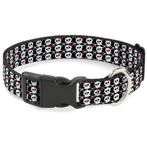 Plastic Clip Collar - Skull w/Bow Black/White/Red Plastic Clip Collars Buckle-Down   