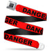 BD Wings Logo CLOSE-UP Black/Silver Seatbelt Belt - DANGER Text Red/Black Webbing Seatbelt Belts Buckle-Down   