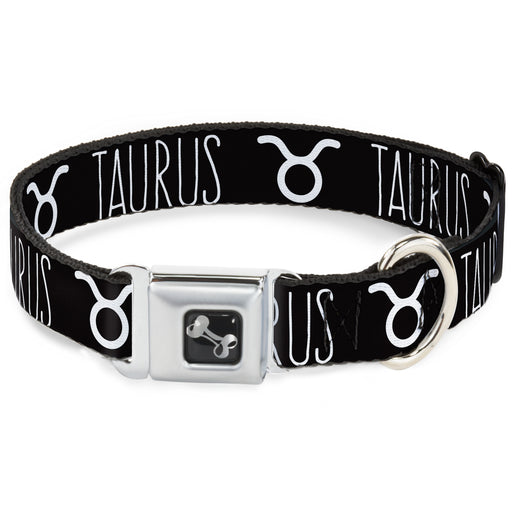 Dog Bone Seatbelt Buckle Collar - Zodiac TAURUS/Symbol Black/White Seatbelt Buckle Collars Buckle-Down   