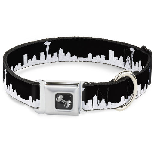 Dog Bone Seatbelt Buckle Collar - Seattle Solid Skyline Black/White Seatbelt Buckle Collars Buckle-Down   