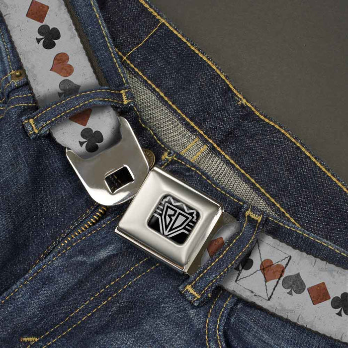 BD Wings Logo CLOSE-UP Full Color Black Silver Seatbelt Belt - Suits Gray Stone Webbing Seatbelt Belts Buckle-Down   