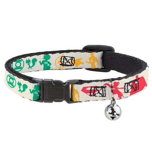 Cat Collar Breakaway with Bell - DC League of Super-Pets Superhero with Pets and Logos Silhouette White Multi Color Breakaway Cat Collars DC Comics   