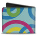 Bi-Fold Wallet - Bullseye Stacked Swirl Blues Green Yellow Pink Bi-Fold Wallets Buckle-Down   