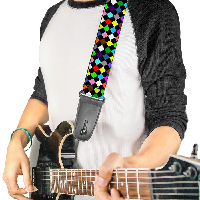 Guitar Strap - Diamonds Black Multi Color Guitar Straps Buckle-Down   