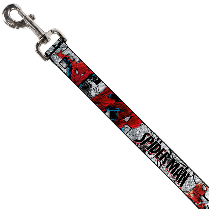 Dog Leash - SPIDER-MAN Action Poses/Comic Scenes White/Black/Red Dog Leashes Marvel Comics   