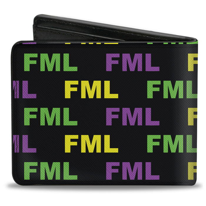 Bi-Fold Wallet - FML Black Yellow Green Purple Bi-Fold Wallets Buckle-Down   