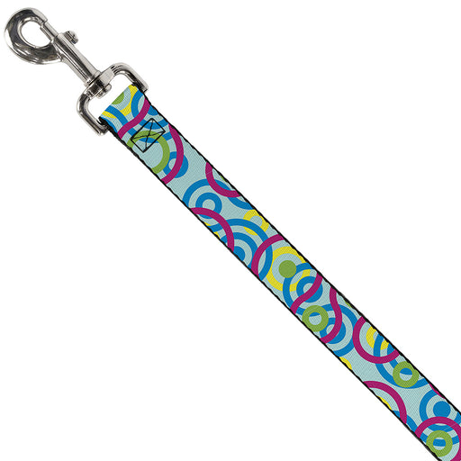 Dog Leash - Bullseye Stacked Swirl Blues/Green/Yellow/Pink Dog Leashes Buckle-Down   