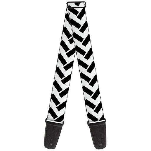 Guitar Strap - Jagged Chevron White Black Guitar Straps Buckle-Down   