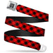 BD Wings Logo CLOSE-UP Full Color Black Silver Seatbelt Belt - Diagonal Buffalo Plaid Black/Red Webbing Seatbelt Belts Buckle-Down   