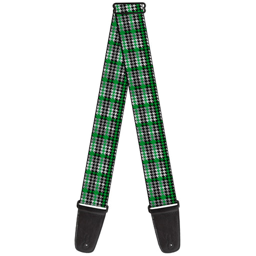 Guitar Strap - Mini Houndstooth Green Black Gray Guitar Straps Buckle-Down   