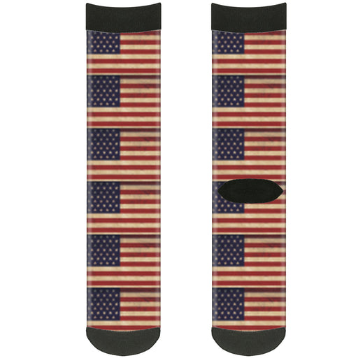 Sock Pair - Polyester - American Flag Weathered Color Repeat - CREW Socks Buckle-Down   