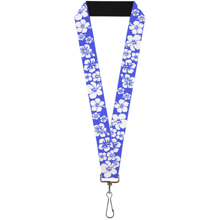 Lanyard - 1.0" - Hibiscus Blue White Lanyards Buckle-Down   