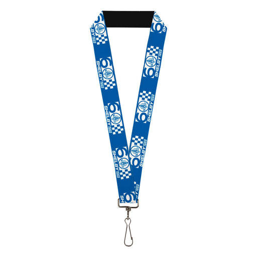 Lanyard - 1.0" -SHELBY 60 YEARS SINCE 1962 Checker Blue White Lanyards Carroll Shelby   