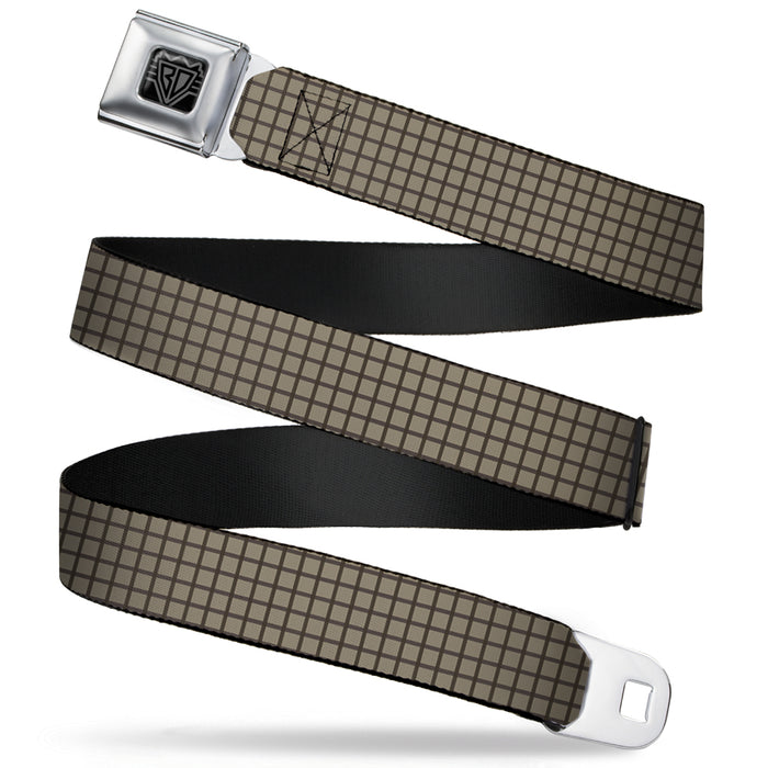 BD Wings Logo CLOSE-UP Full Color Black Silver Seatbelt Belt - Wire Grid Tan/Brown Webbing Seatbelt Belts Buckle-Down   