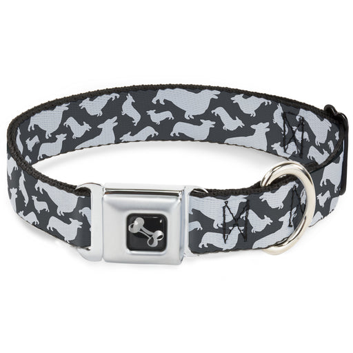 Dog Bone Seatbelt Buckle Collar - Corgi Silhouette Poses Grays Seatbelt Buckle Collars Buckle-Down   