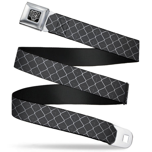 BD Wings Logo CLOSE-UP Full Color Black Silver Seatbelt Belt - Chain Link Fence Grays Webbing Seatbelt Belts Buckle-Down   