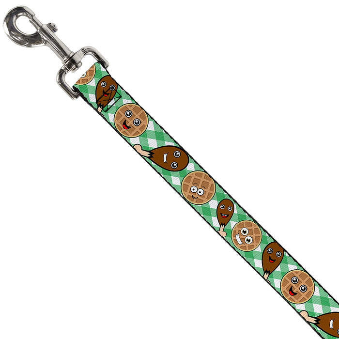 Dog Leash - Fried Chicken & Waffles Plaid White/Green Dog Leashes Buckle-Down   