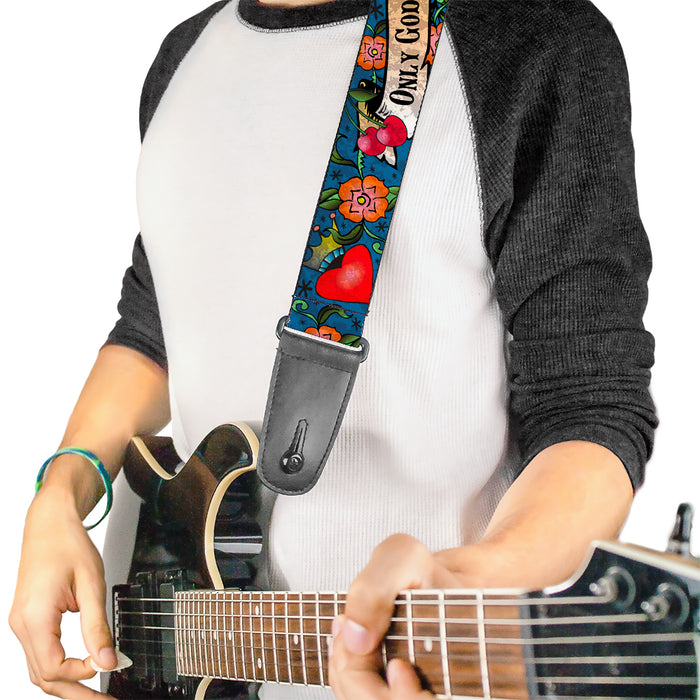 Guitar Strap - Only God Can Judge Me Blue Guitar Straps Buckle-Down   