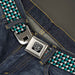 BD Wings Logo CLOSE-UP Full Color Black Silver Seatbelt Belt - Houndstooth Black/White/Turquoise Webbing Seatbelt Belts Buckle-Down   