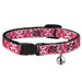 Cat Collar Breakaway - Cute Skulls w Checkers Pinks White Breakaway Cat Collars Buckle-Down   