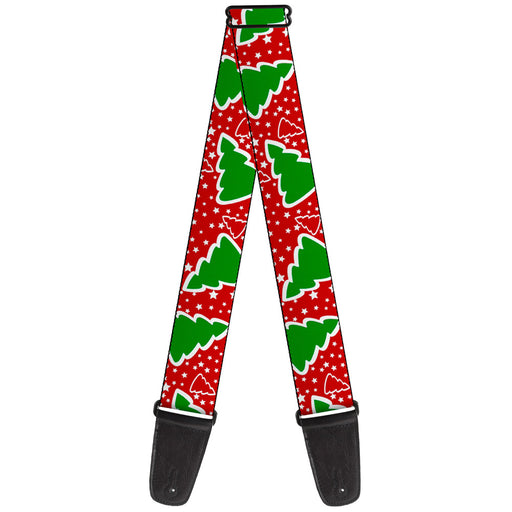 Guitar Strap - Christmas Trees Stars Red White Green Guitar Straps Buckle-Down   