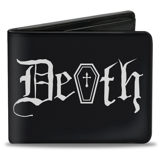 Bi-Fold Wallet - DEATH w Coffin Old English Black White Bi-Fold Wallets Buckle-Down   