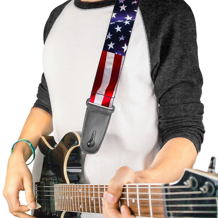 Guitar Strap - American Flag Vivid CLOSE-UP Guitar Straps Buckle-Down   