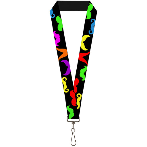 Lanyard - 1.0" - Mustaches Black Multi Color Lanyards Buckle-Down   