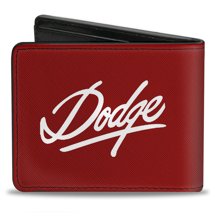 Bi-Fold Wallet - DODGE Emblem Script Burgundy White Bi-Fold Wallets Dodge   