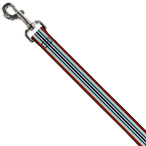 Dog Leash - Stripes Red/Blues/White Dog Leashes Buckle-Down   