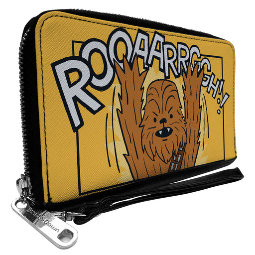 PU Zip Around Wallet Rectangle - Star Wars Chewbacca Arms Up ROOAARRGGH! Pose Yellows Clutch Zip Around Wallets Star Wars   